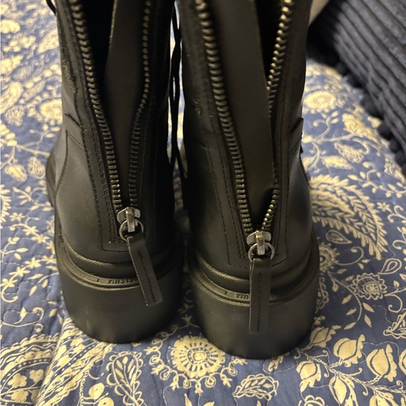Black Combat Boots with High Top and Chunky Sole - Picture 2 of 10